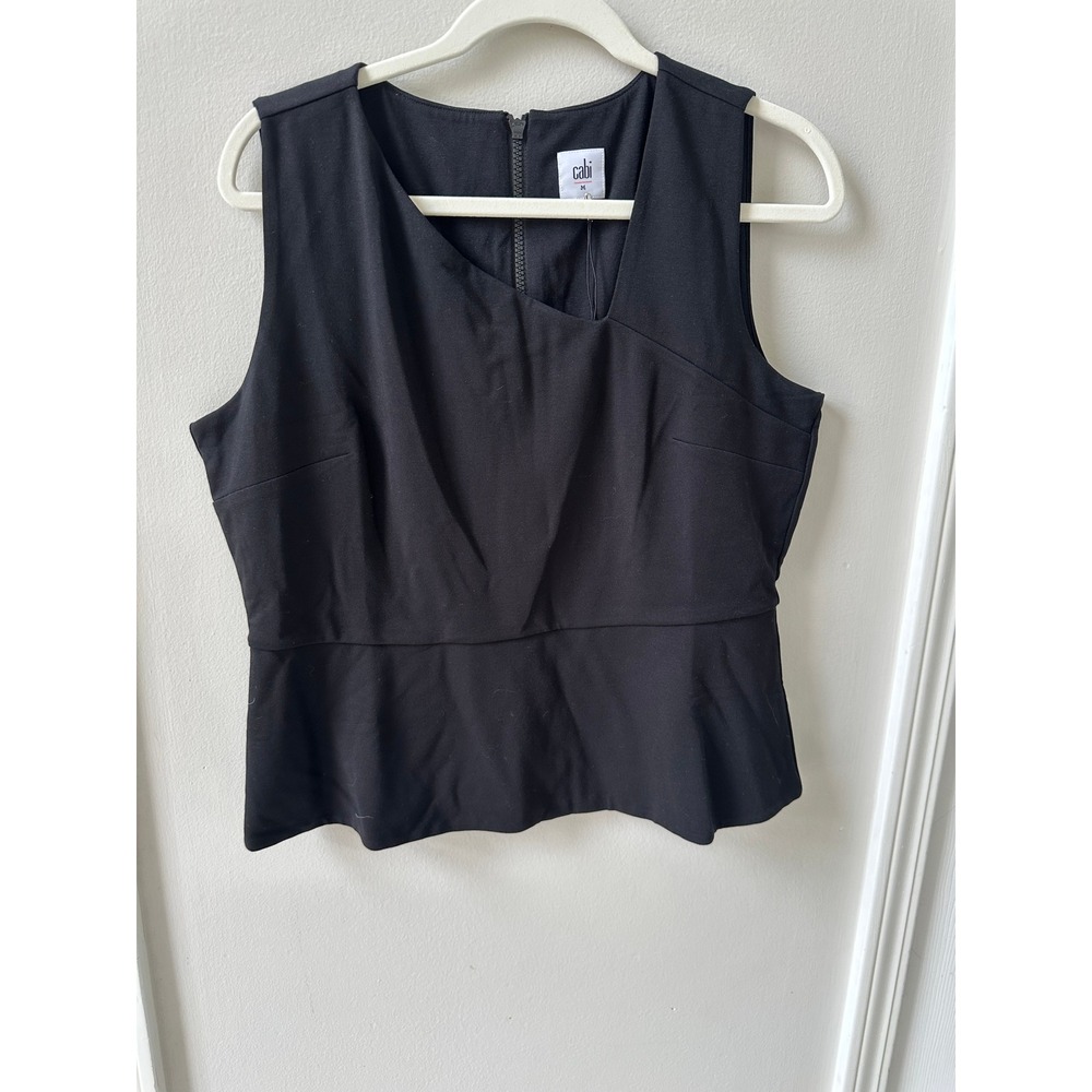 NWT Cabi Starlet Shell Black Asymmetrical Peplum Sleeveless Top 4578 Womens